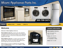 Tablet Screenshot of miamiappliancepartsinc.com